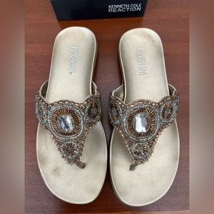 Kenneth Cole Reaction Glam Stud Sandals in metallic champagne